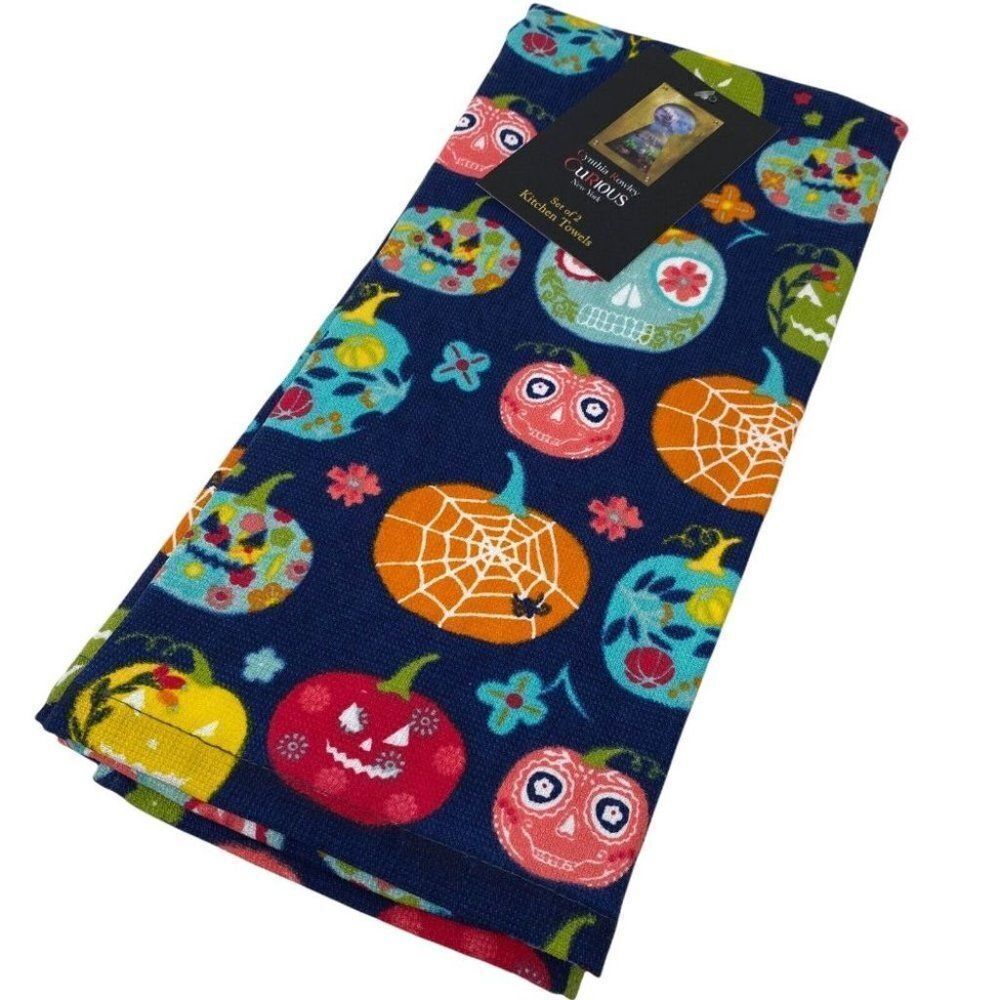 Cynthia Rowley New York Set of Two Halloween Kitchen Towels 20’’ X 28’’ Pumpkins